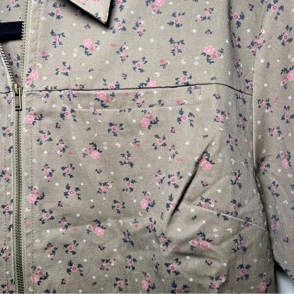 Aureum Olive Ditsy Floral Zip Front Utility Romper Playsuit Boxy Fit Sz S - Picture 9 of 9